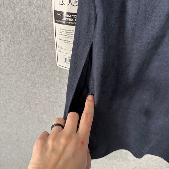 Faux‎ Suede Vest Womens Navy Open Drape Stretch Boho Western Cowgirl Cardigan - Picture 10 of 10